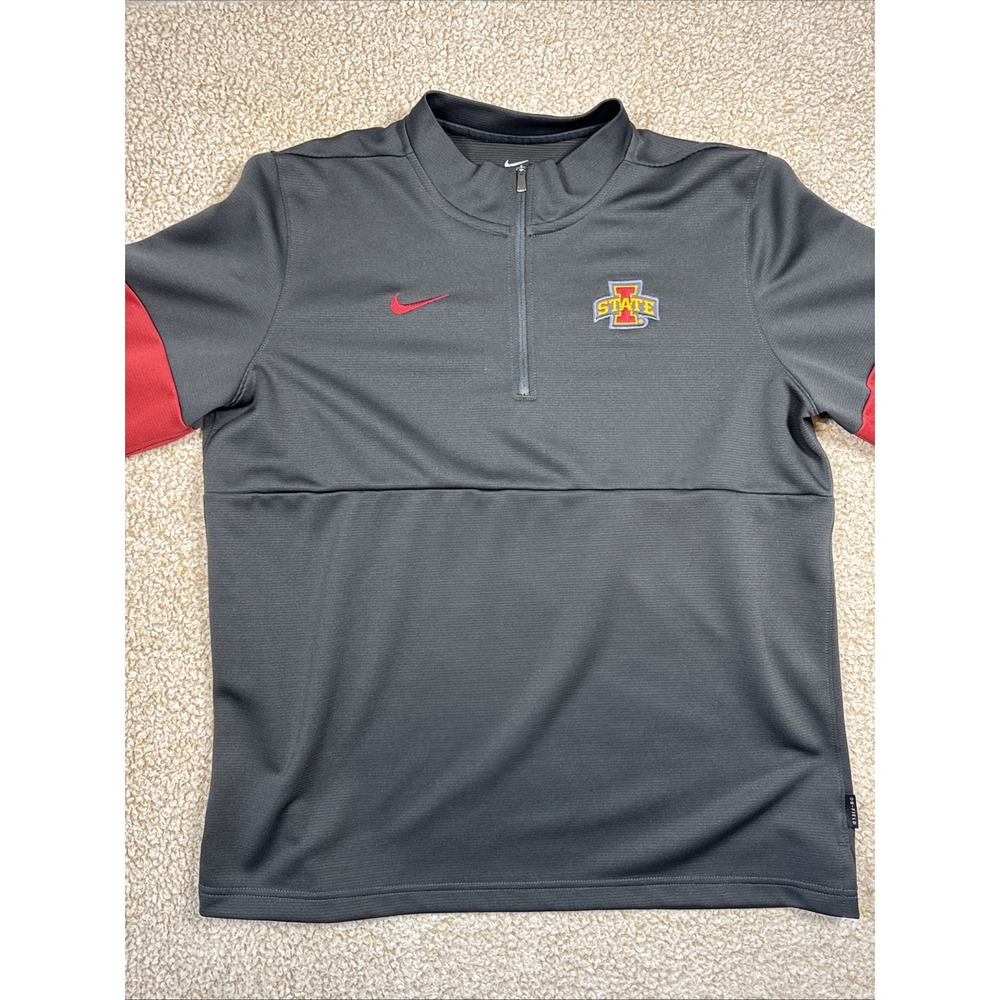 Nike Dri Fit On Field Iowa State Cyclones 1/4 Zip Shirt Men's Gray Pullover